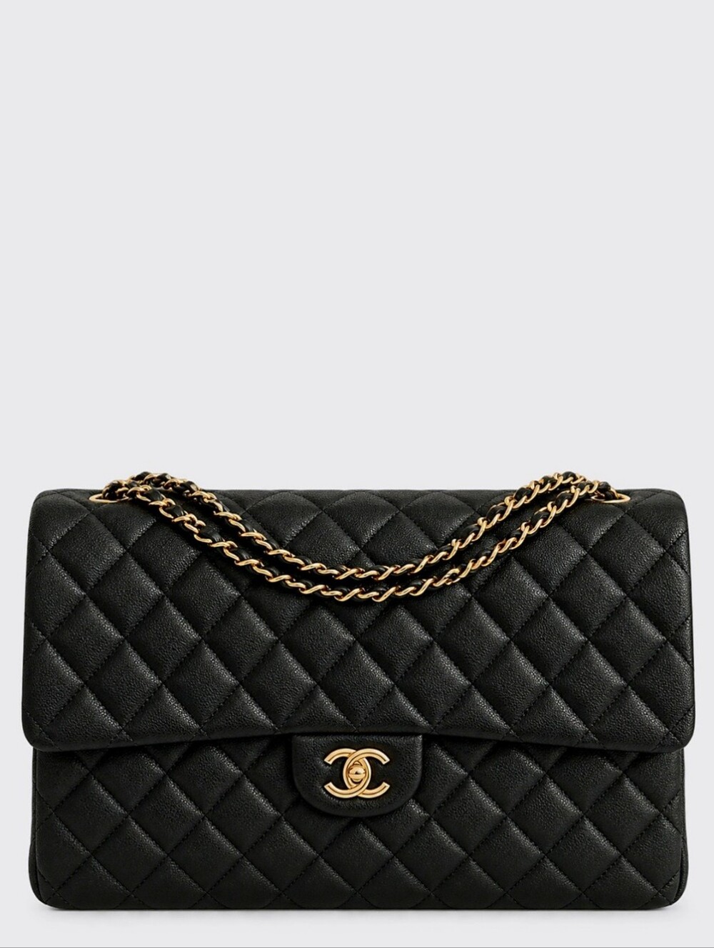 Chanel Black XXL Airline Travel Flap Caviar Leather Bag - Microchipped
